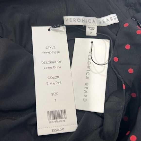 NWT Veronica Beard Leona Dress Black/Red
Polka Dot One Shoulder Ruffle Size 2 - Picture 15 of 16